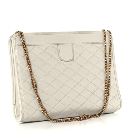 Saint Laurent Lambskin Quilted Monogram Baby Victoire Chain Clutch Blanc Vintage 2 of 11