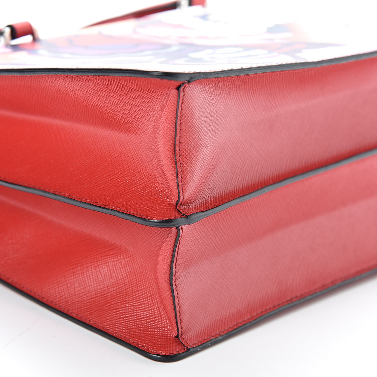 Prada Saffiano Butterfly Print Satchel Rosso Multicolor 8 of 9