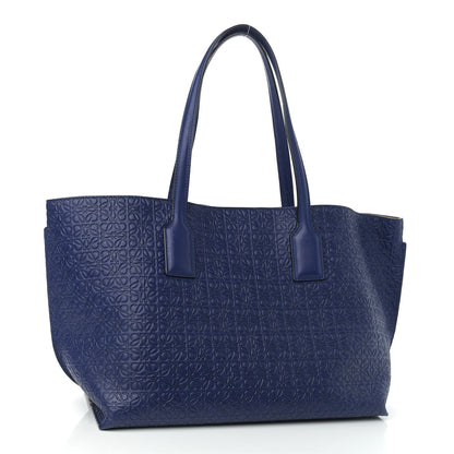 Loewe Calfskin Anagram Embossed Tote Blue 3 of 10
