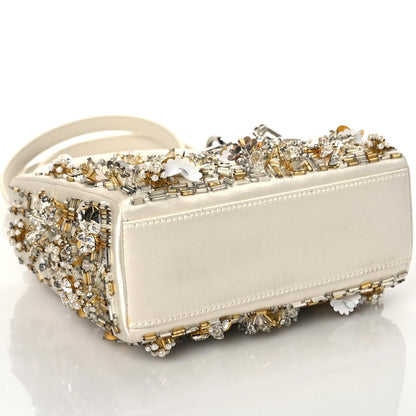 Christian Dior Satin Lambskin Sequin Embroidered Mini Lady Dior White Gold 4 of 9