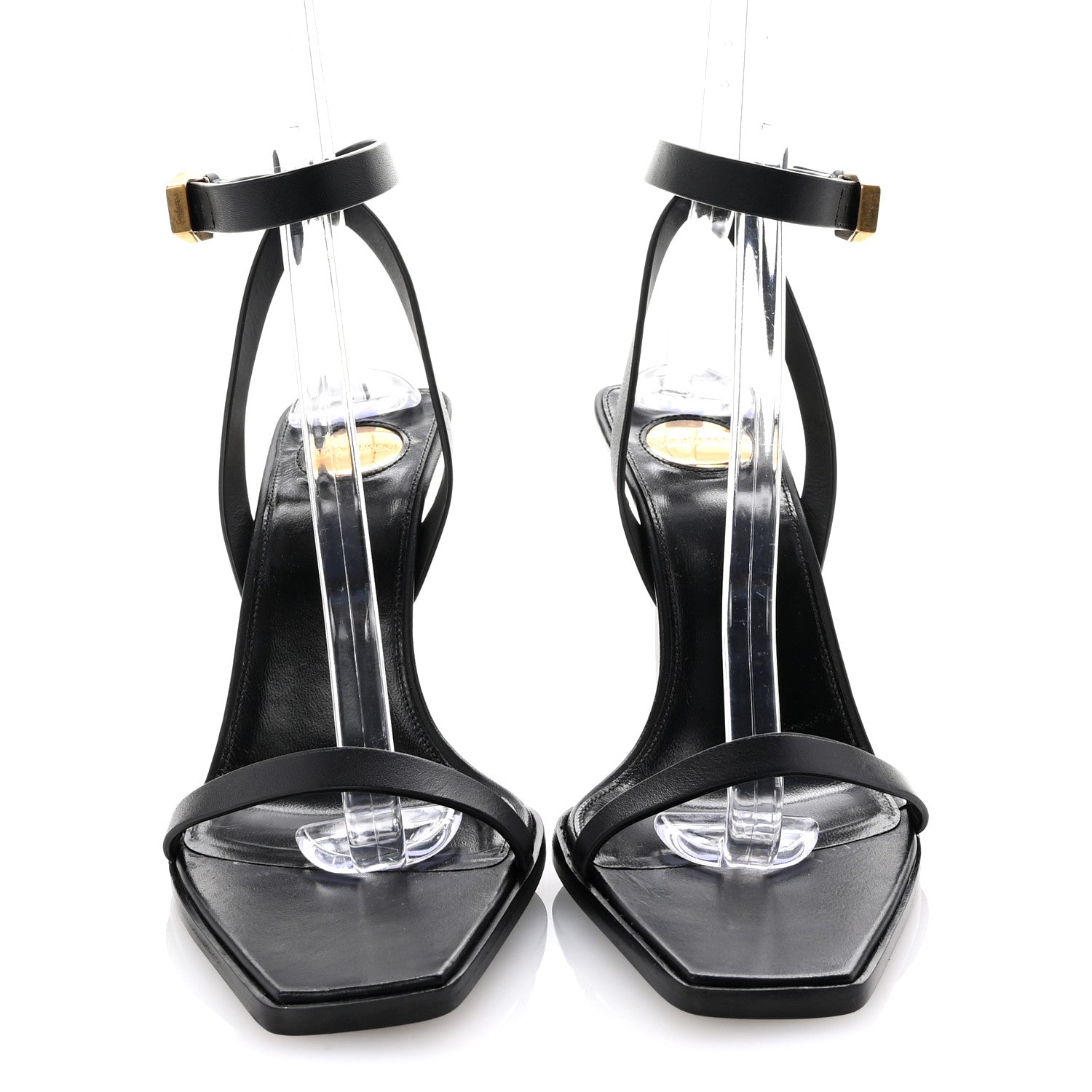 Saint Laurent Calfskin Maine Liscio May 90 Wedge Sandals 38 Black 3 of 9