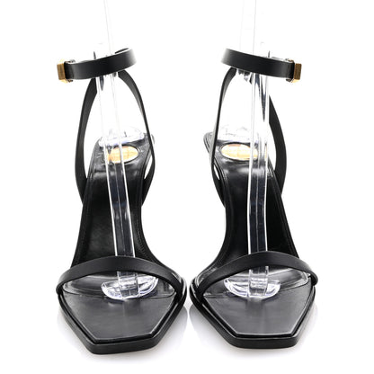 Saint Laurent Calfskin Maine Liscio May 90 Wedge Sandals 38 Black 3 of 9