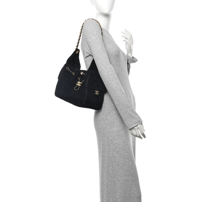 Chanel Suede Quilted Small Chanel 25 Handbag Black 2 of 11