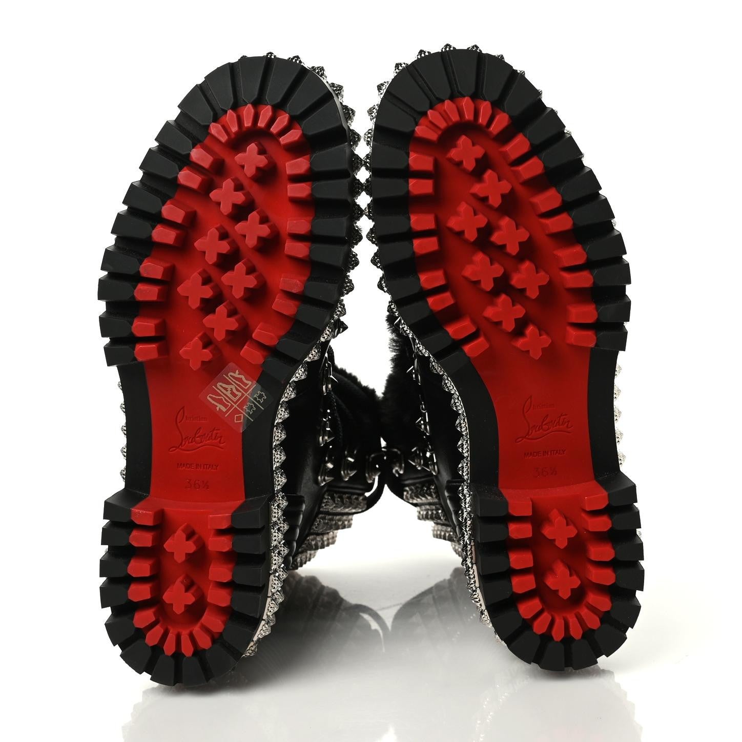 Christian Louboutin Calfskin Studded Shearling Yeti Donna Boots 36.5 Black 5 of 6