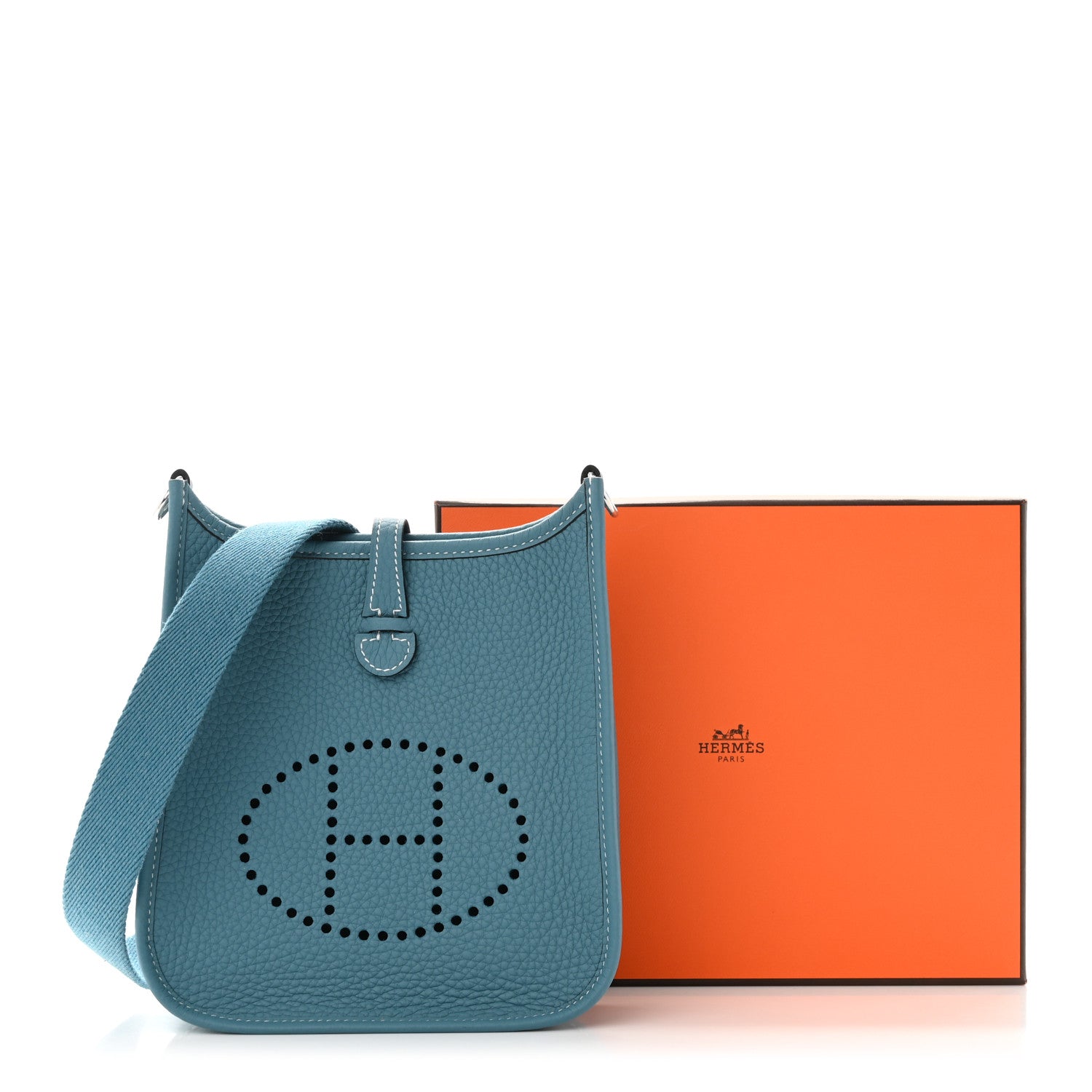 Hermes Taurillon Clemence Evelyne TPM New Blue Jean 11 of 11