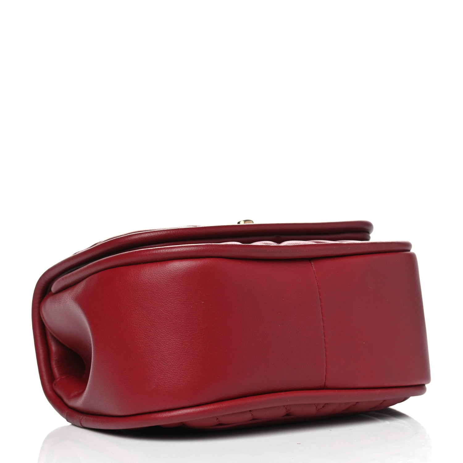 Chanel Lambskin Reverse Chevron Quilted Mini Round Top Handle Flap Red 3 of 4