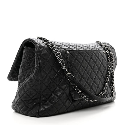 Chanel Grained Calfskin Quilted XXL Travel Flap Bag Black 2 of 10