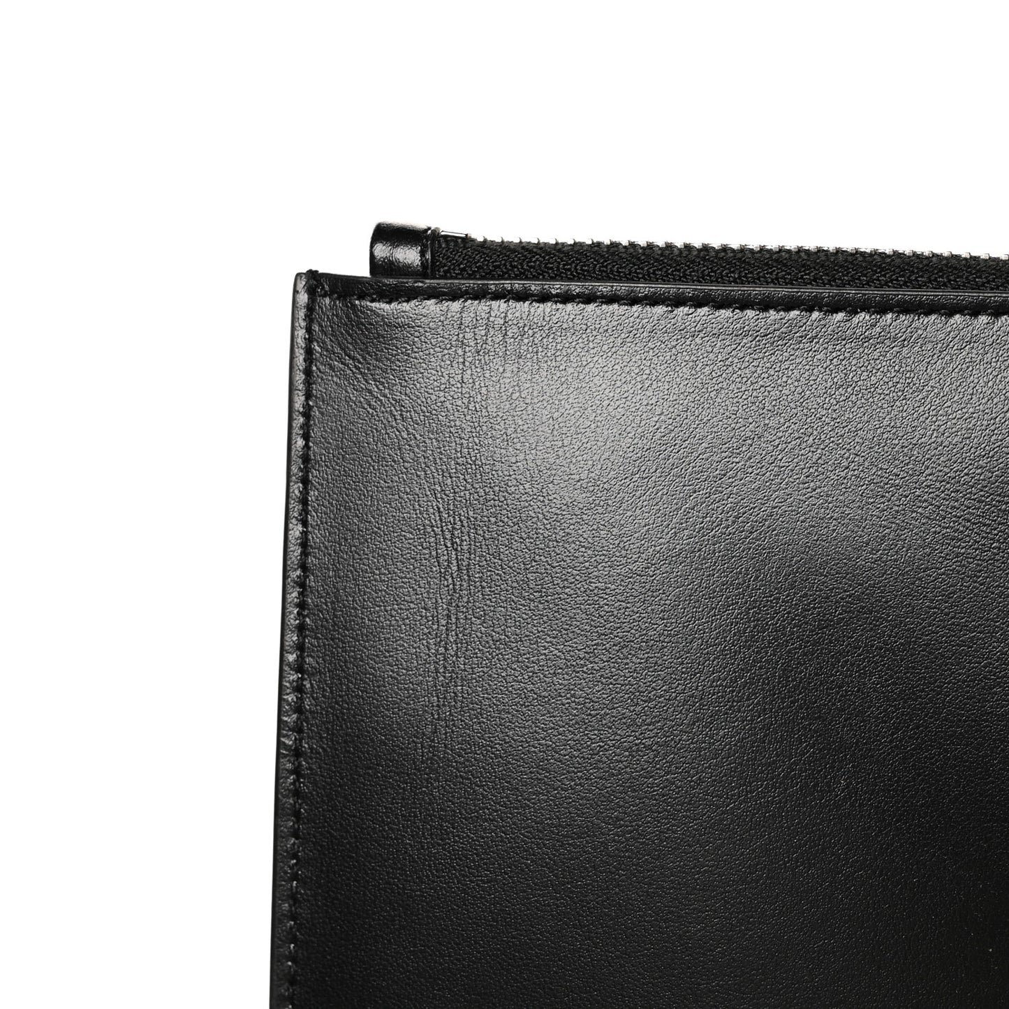 Calfskin Logo Zipped Tablet Pouch Black