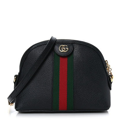 Gucci Calfskin GG Web Small Ophidia Dome Shoulder Bag Black 1 of 12