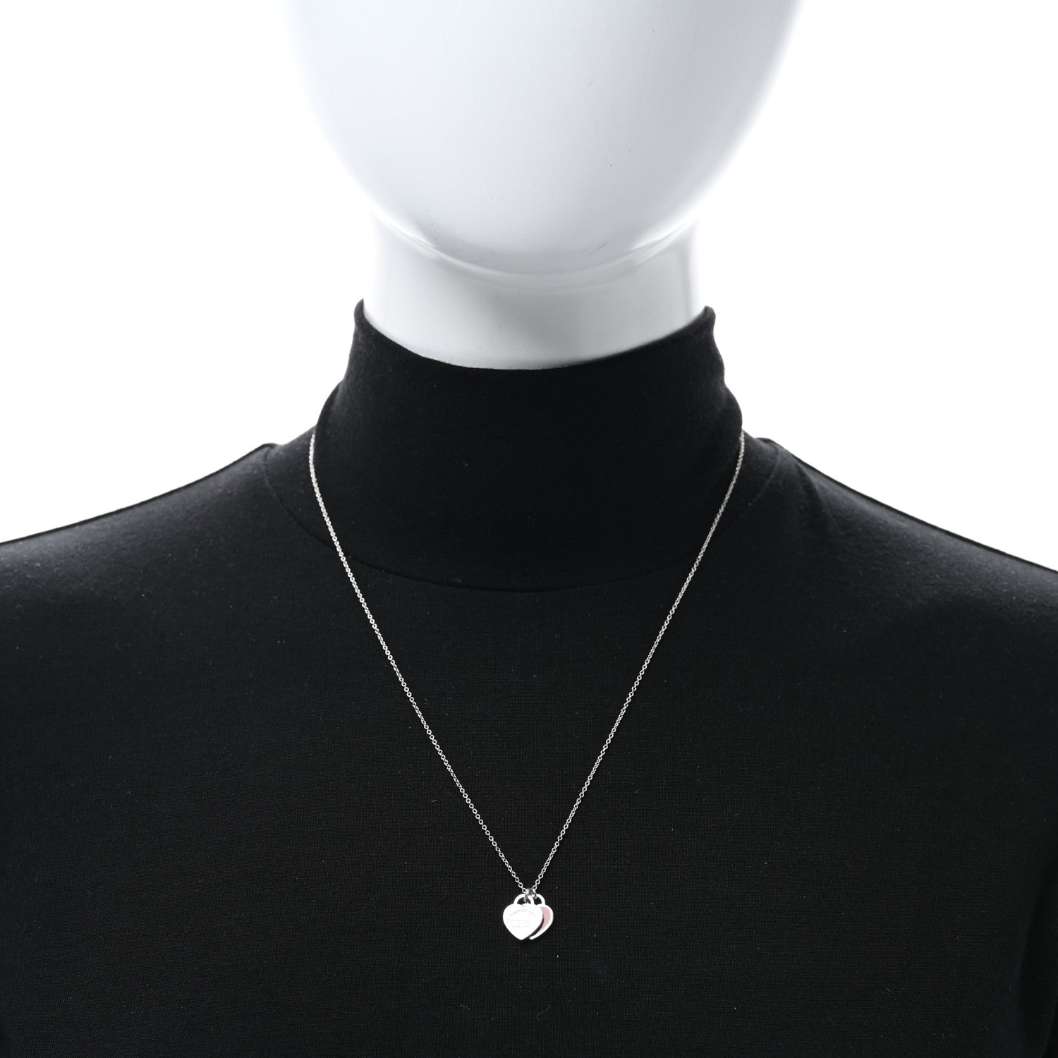 Tiffany Sterling Silver Enamel Return to Tiffany Double Heart Tag Pendant Necklace Red 2 of 5