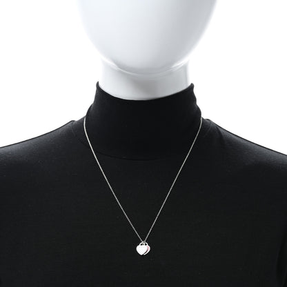 Tiffany Sterling Silver Enamel Return to Tiffany Double Heart Tag Pendant Necklace Red 2 of 5