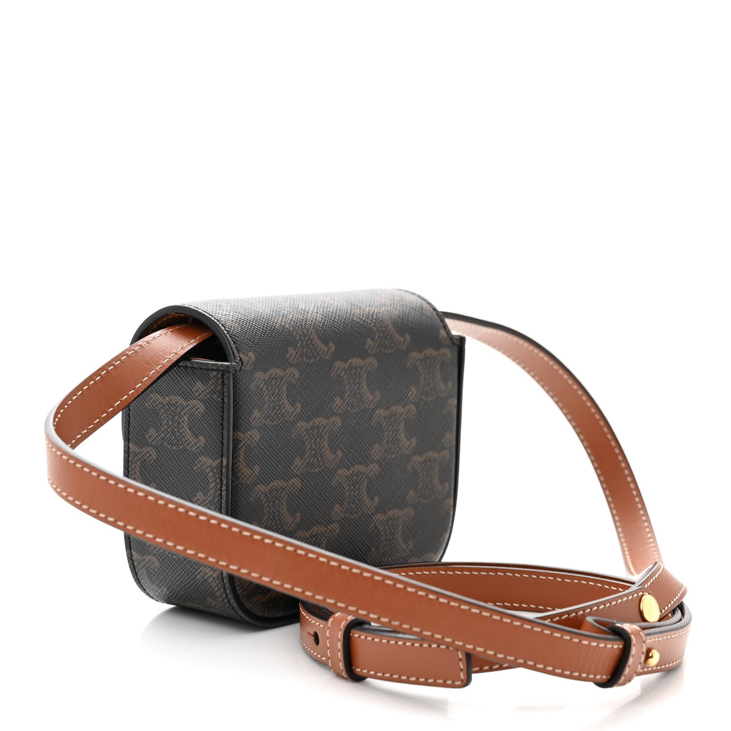 Celine Triomphe Canvas Calfskin Mini Triomphe Tan 3 of 10