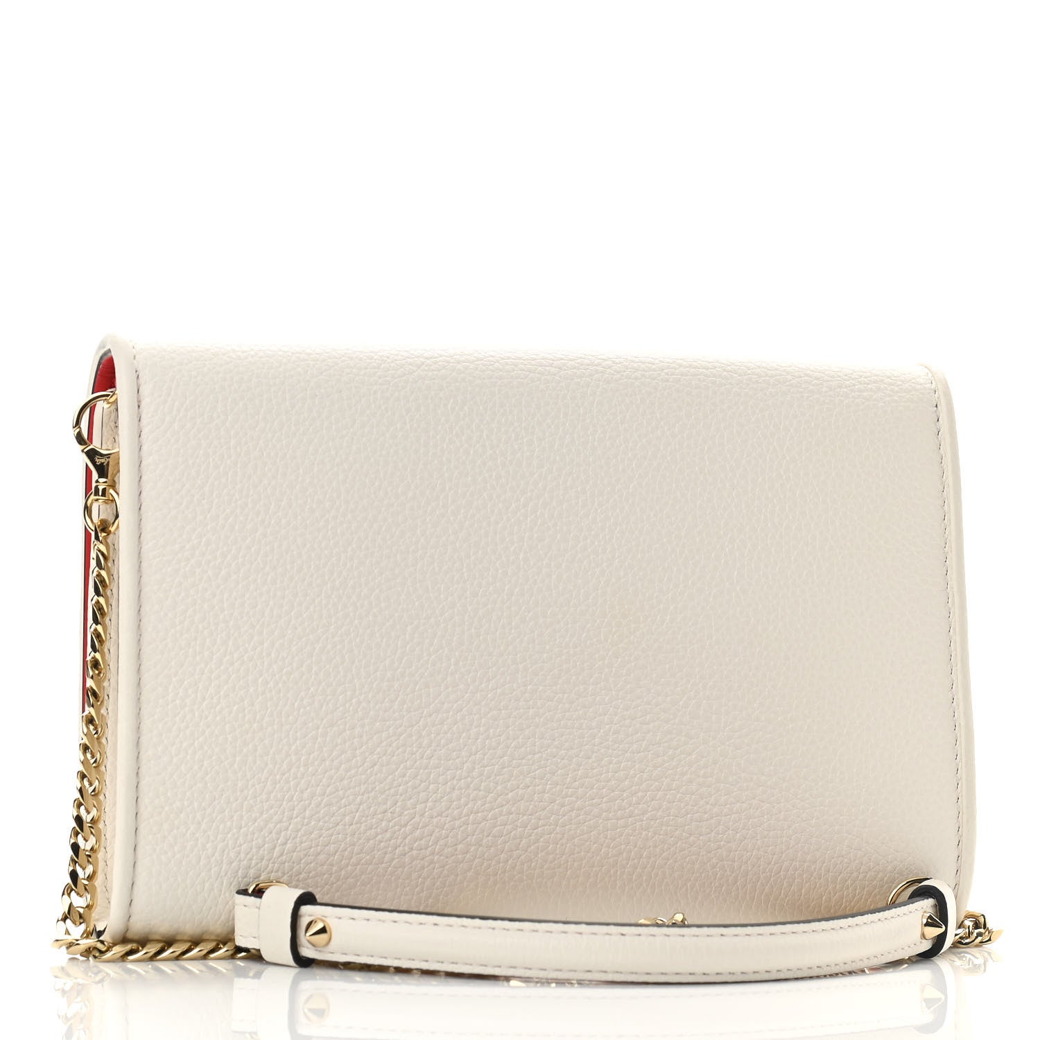 Christian Louboutin Calfskin Studded Flap Carasky Clutch White 3 of 10