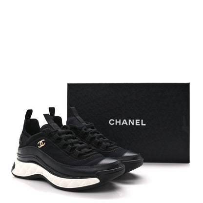 Chanel Velvet Calfskin Mixed Fibers CC Sneakers 38 Black 11 of 11