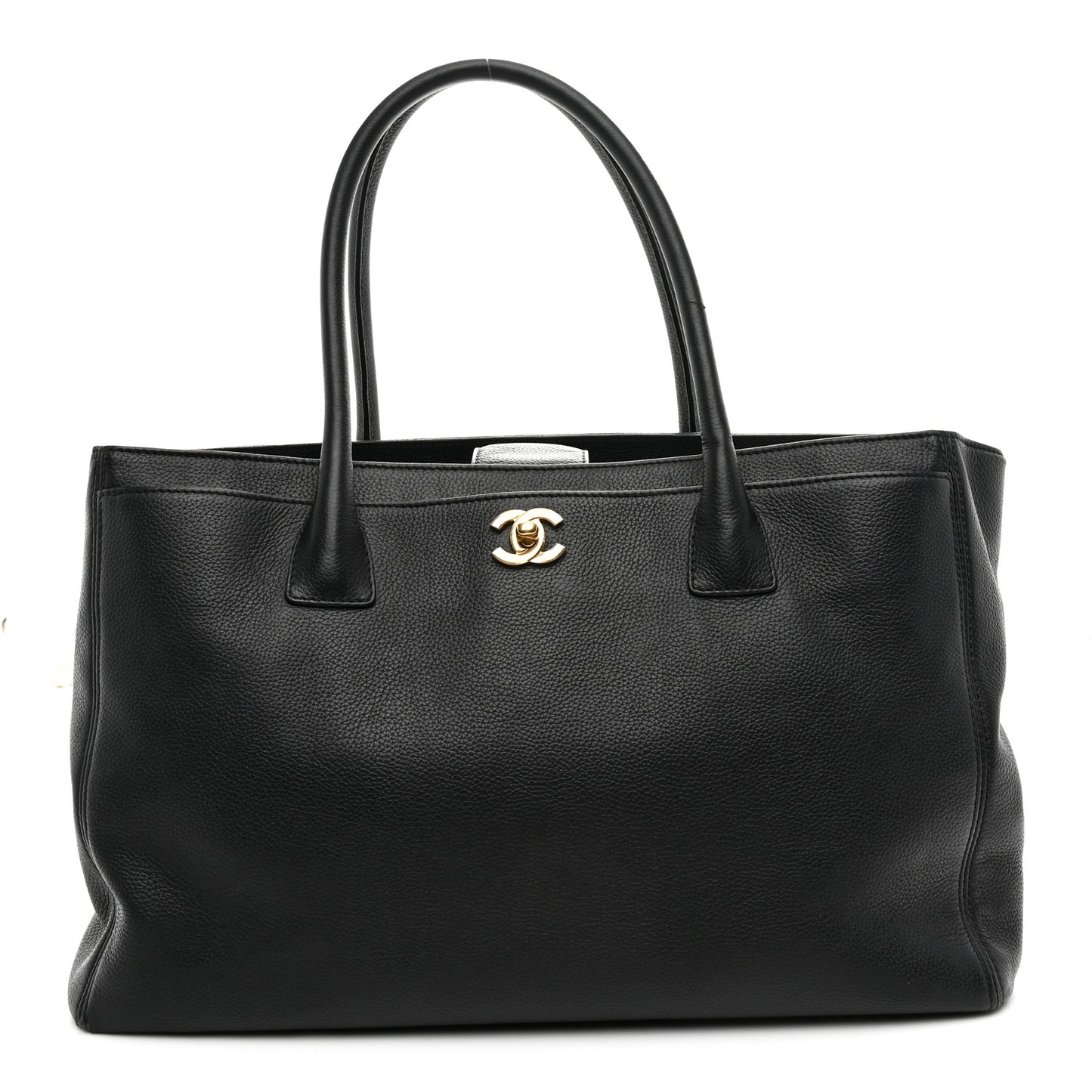 Calfskin Cerf Executive Shopper Tote Black
