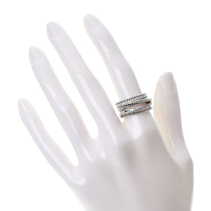 David Yurman Sterling Silver Diamond 11mm Wide Crossover Cable Ring 53.1 6.5 2 of 4