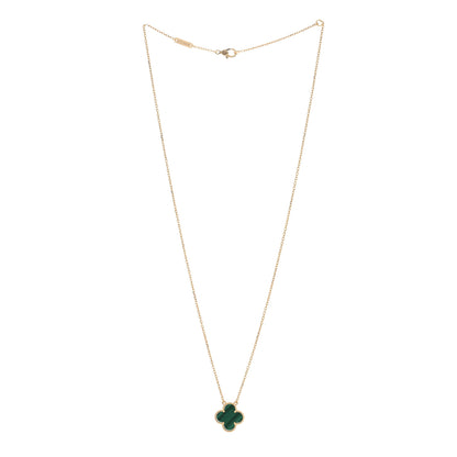 Van Cleef & Arpels 18K Yellow Gold Malachite Vintage Alhambra Pendant Necklace 2 of 5