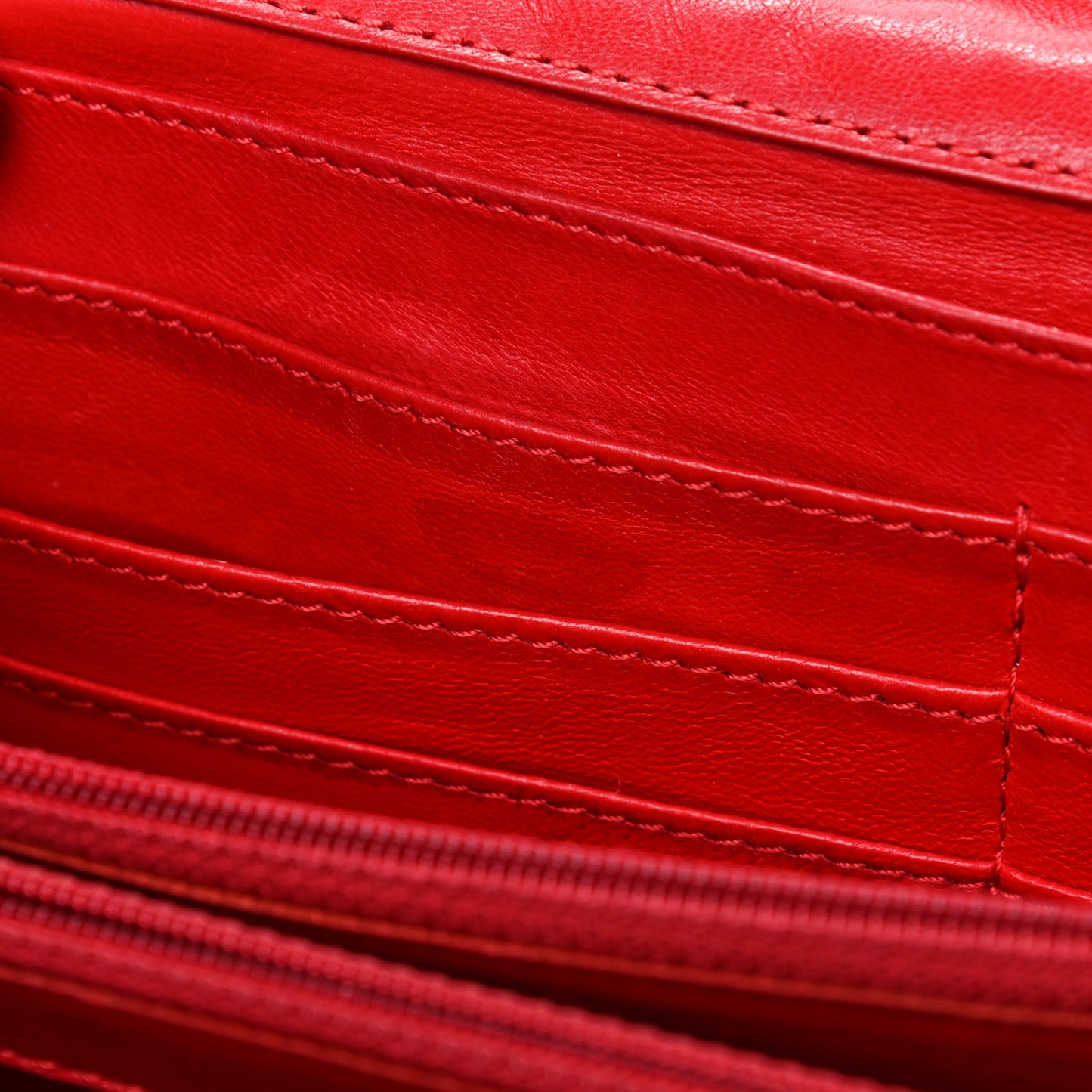 Lambskin Quilted East West Flap Clutch Red