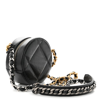 Chanel Lambskin Quilted Chanel 19 Round Clutch With Chain Black 3 of 11