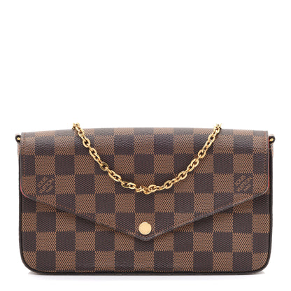 Louis Vuitton Damier Ebene Pochette Felicie Chain Wallet 1 of 10