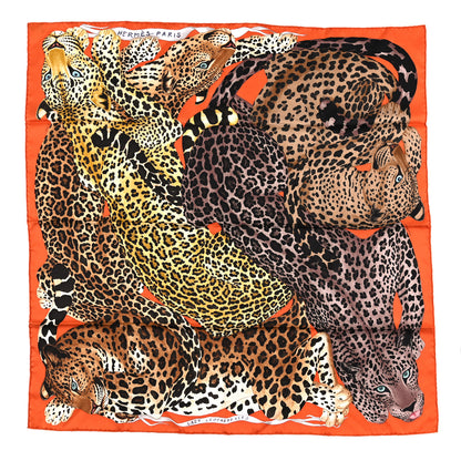Hermes Silk Twill Lazy Leopardesses Scarf 90 Potiron 1 of 5