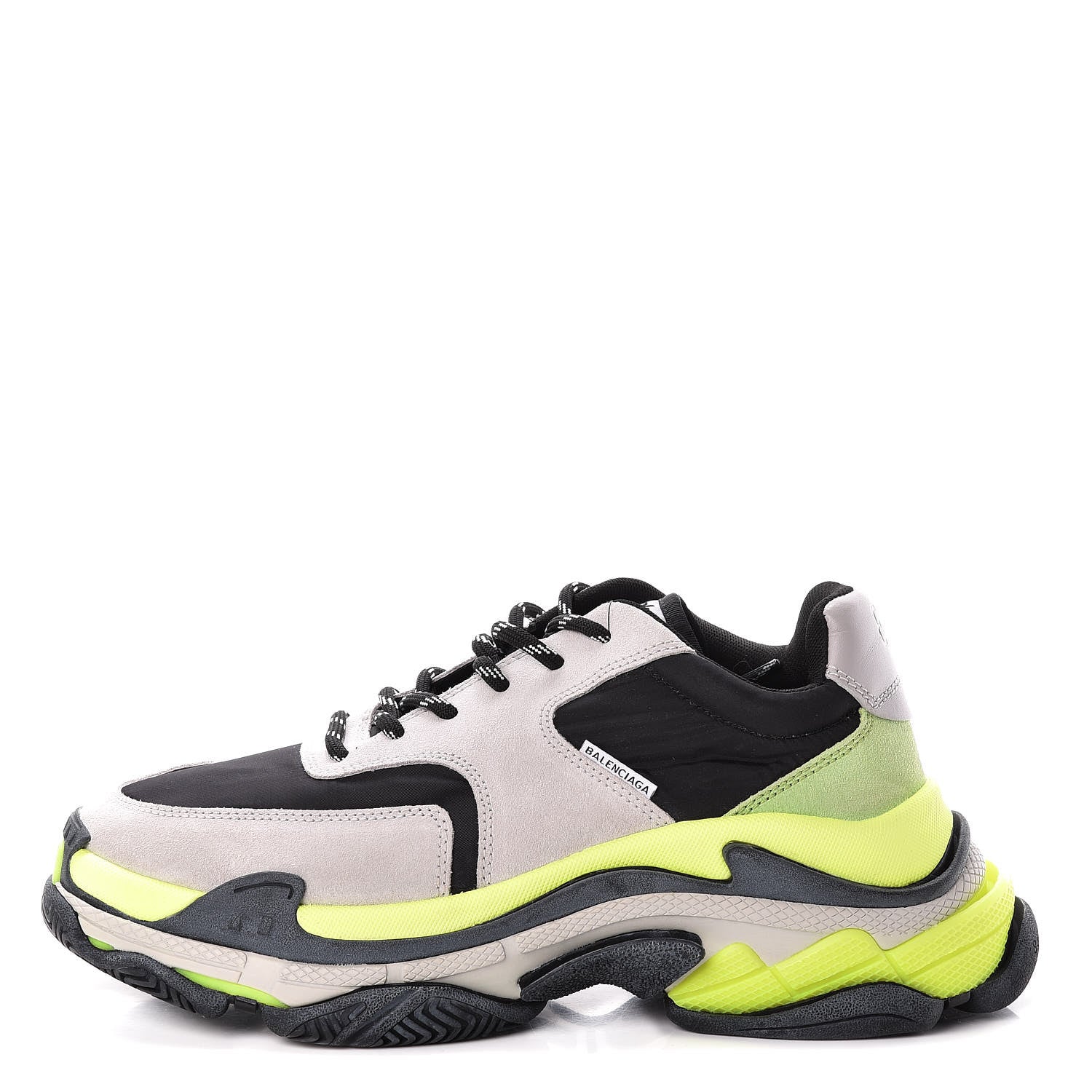 Balenciaga Nylon Suede Mens Triple S 2.0 Sneakers 42 Gris Black Jaune Fluo 1 of 12