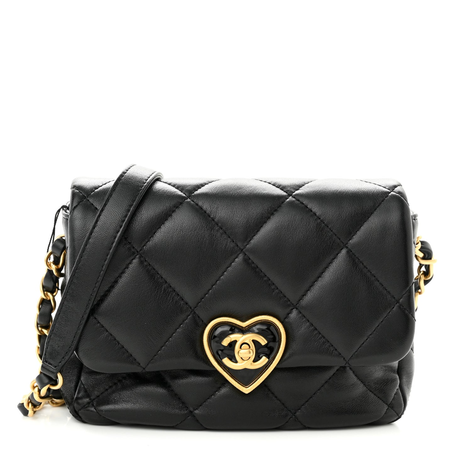 Lambskin Plexiglass Quilted Coco Love Mini Flap Black