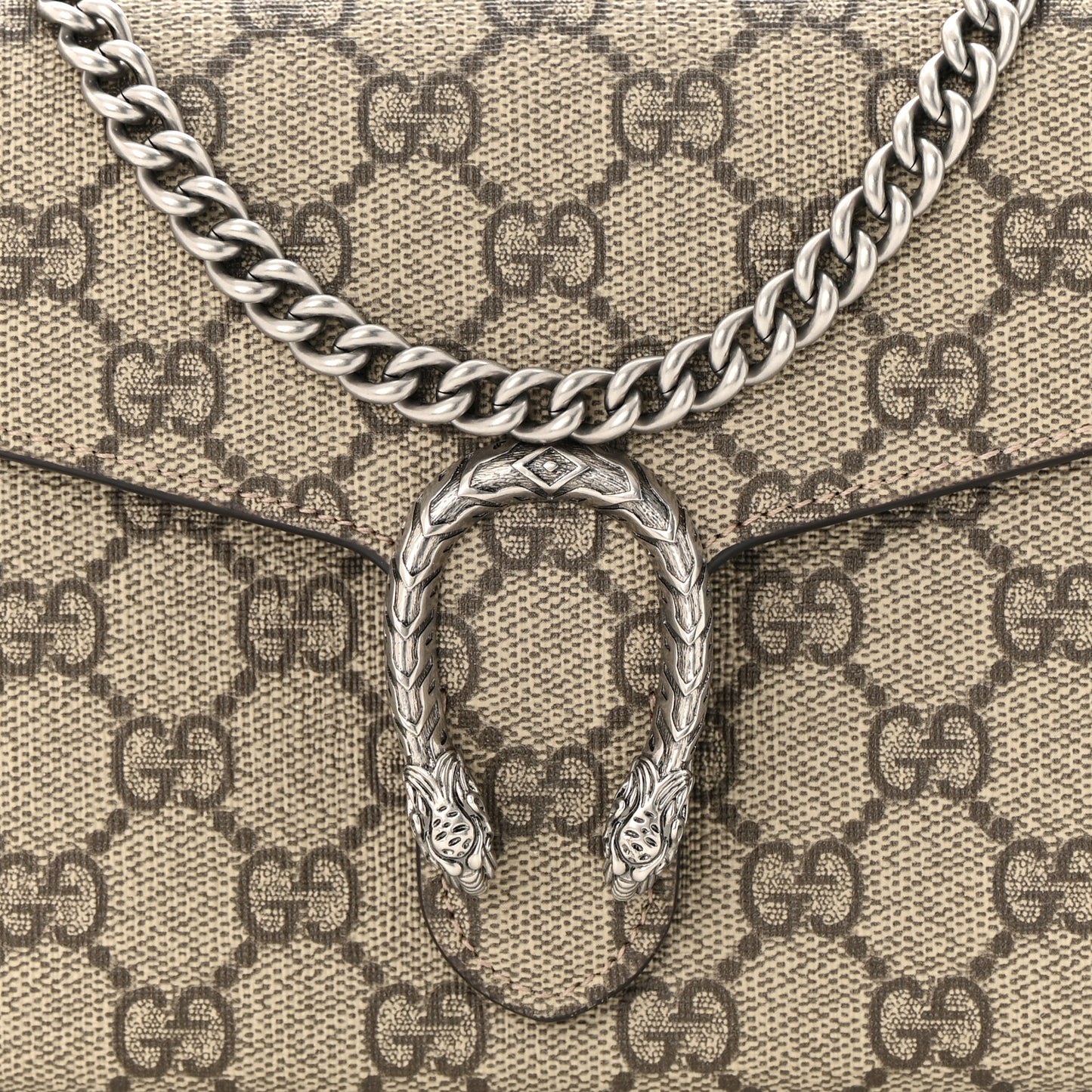 Calfskin GG Matelasse Chain Wallet Beige Taupe