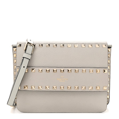 Valentino Garavani Pebbled Calfskin Rockstud Side Slip Crossbody Pastel Grey 1 of 12