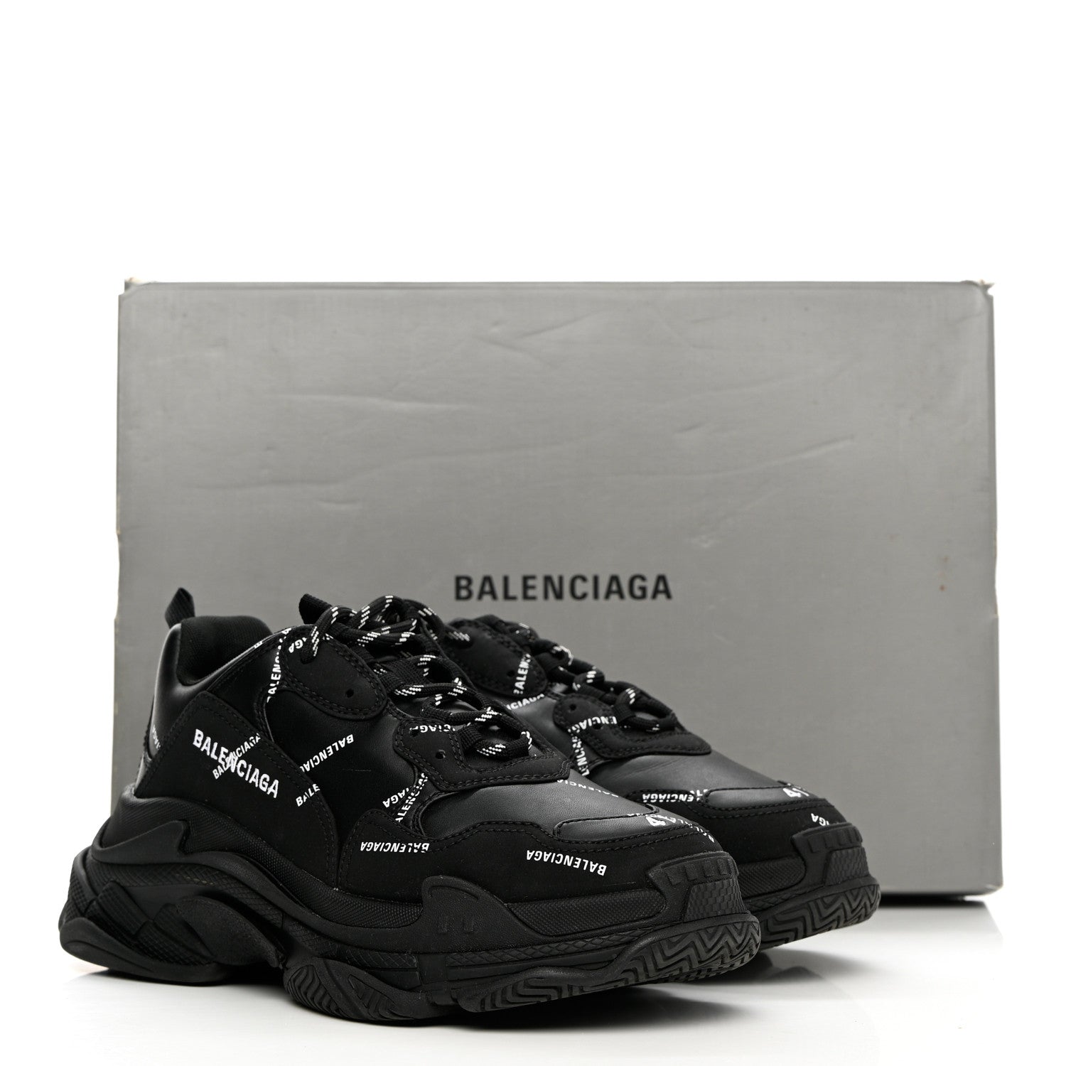 Balenciaga Technical Fabric Allover Logo Mens Triple S Sneakers 41 Black White 14 of 14