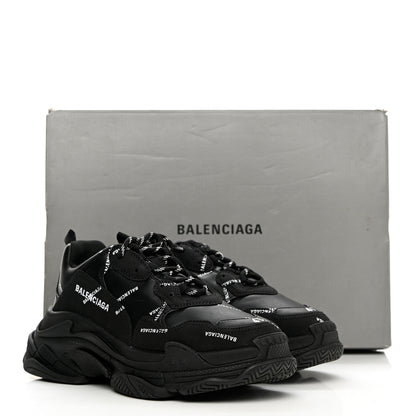 Balenciaga Technical Fabric Allover Logo Mens Triple S Sneakers 41 Black White 14 of 14