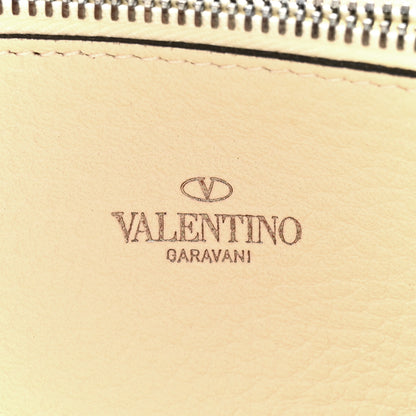 Valentino Garavani Pebbled Calfskin Rockstud Zip Around Wallet Ivory 6 of 9