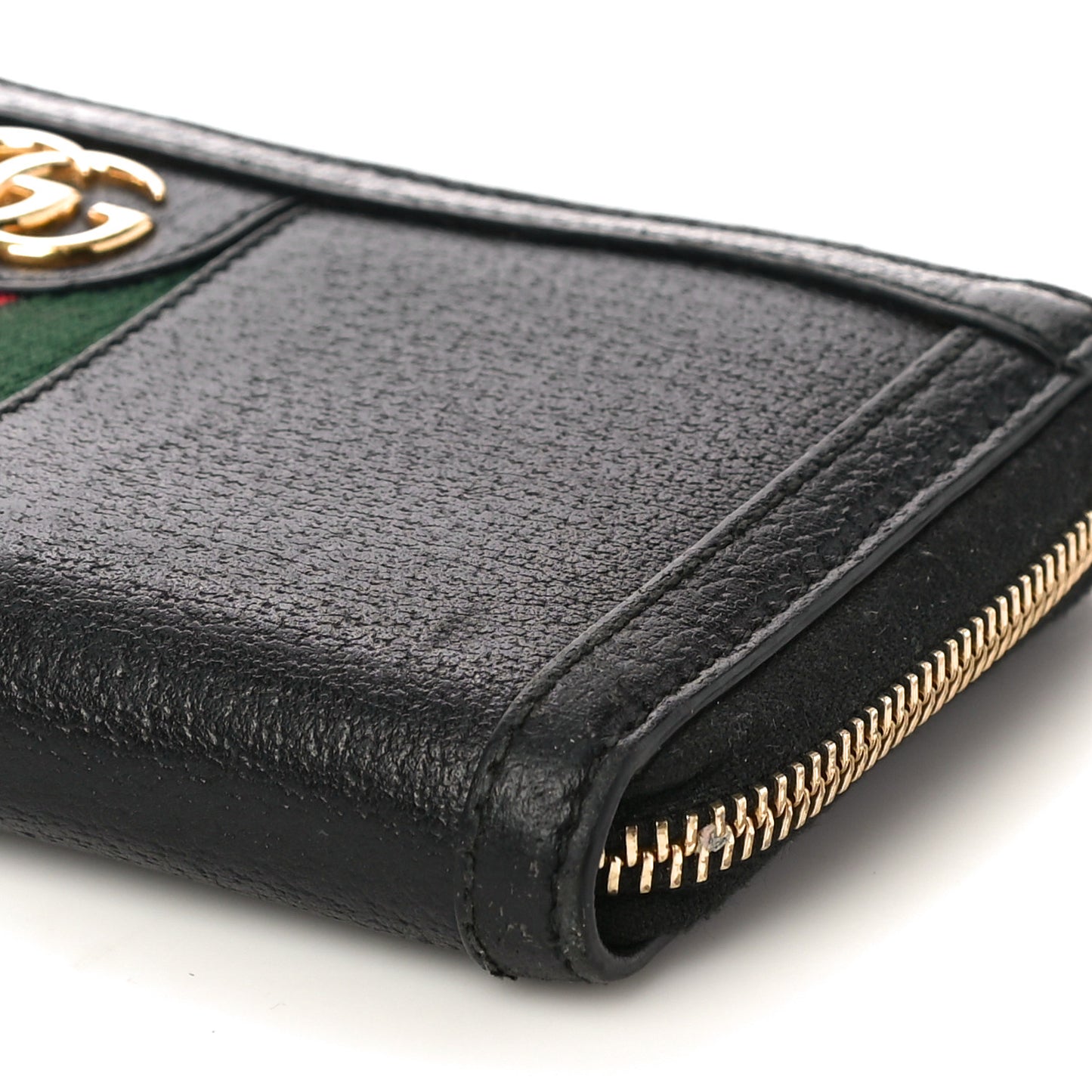 Calfskin Web Ophidia Zip Around Wallet Black