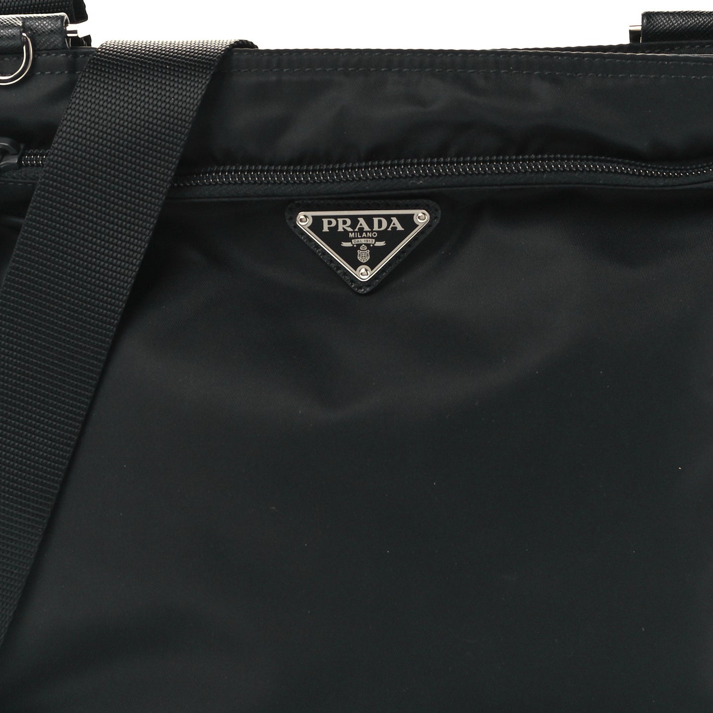 Tessuto Nylon Saffiano Flat Messenger Bag Black