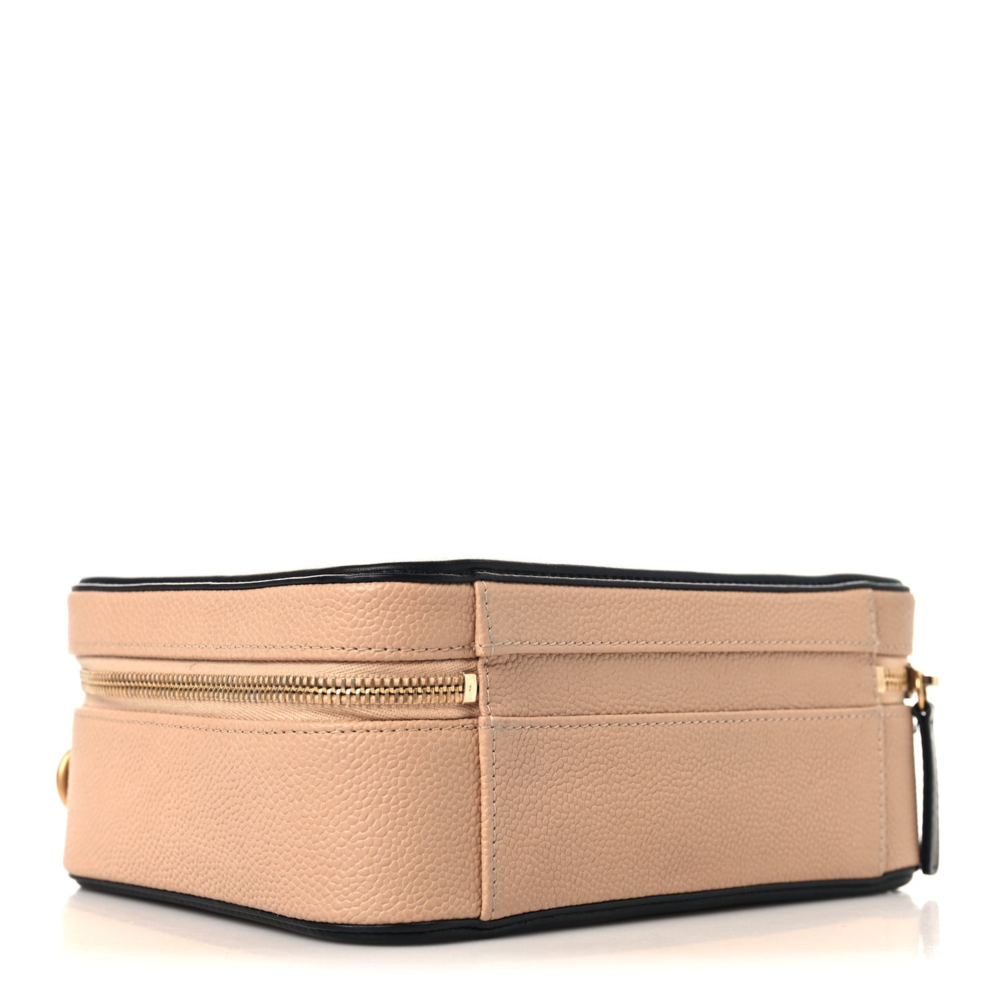 Caviar Quilted Medium CC Filigree Vanity Case Beige Black
