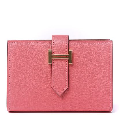 Hermes Chevre Mysore Mini Bearn Wallet Rose Lipstick 1 of 10