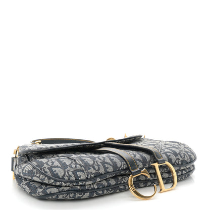 Christian Dior Monogram Double Saddle Bag Navy Blue 4 of 10