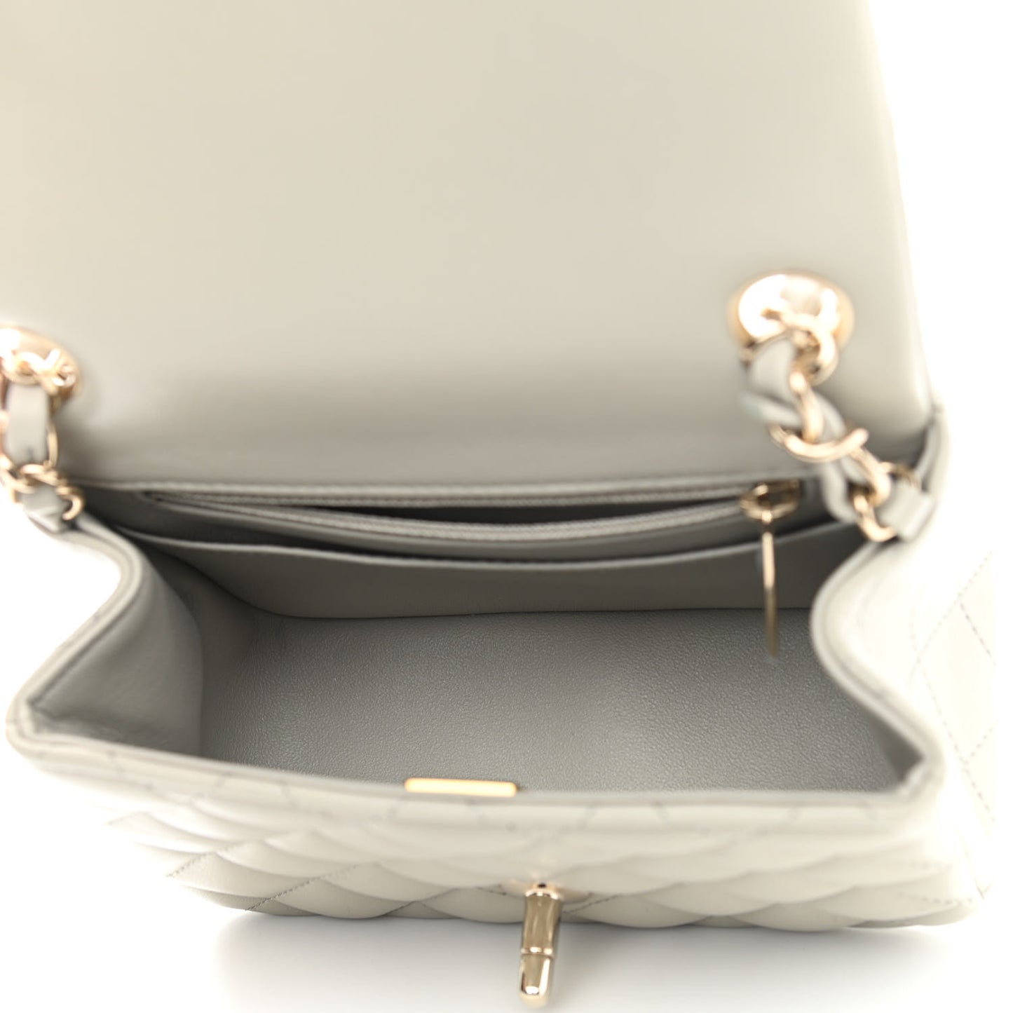 Lambskin Quilted Mini Square Flap Grey