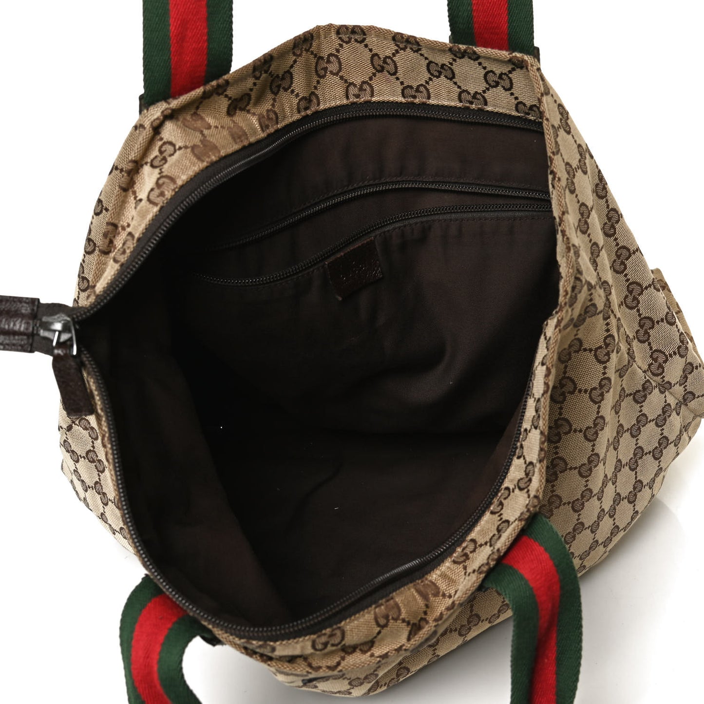 GG Monogram Large Web Handle Vertical Tote Dark Brown