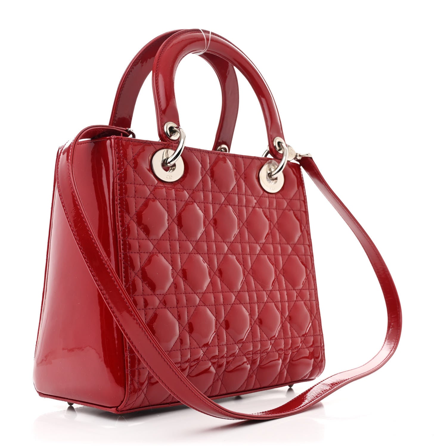 Christian Dior Patent Cannage Medium Lady Dior Burgundy Red 3 of 15