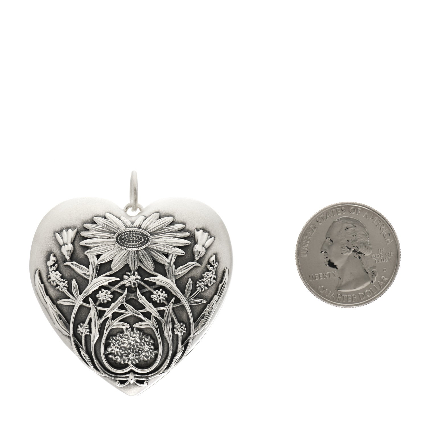 Tiffany Sterling Silver Large Ziegfeld Daisy Heart Locket Pendant 2 of 5