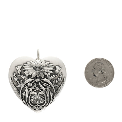 Tiffany Sterling Silver Large Ziegfeld Daisy Heart Locket Pendant 2 of 5