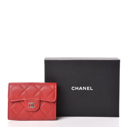 Chanel Caviar Quilted Flap Card Holder Wallet Red 9 of 9