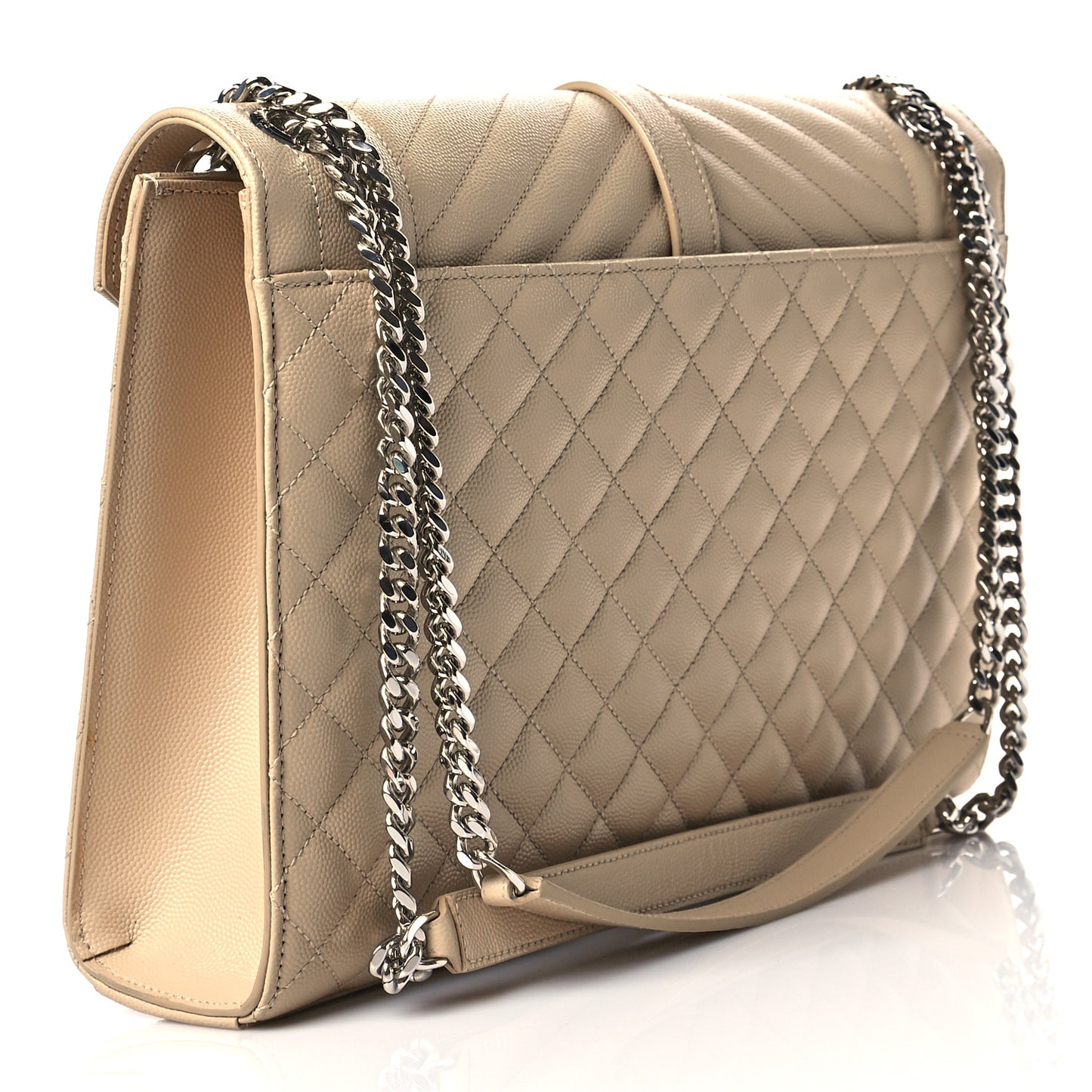 Grain De Poudre Mixed Matelasse Large Triquilt Monogram Satchel Nude Powder