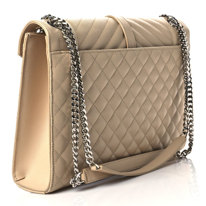 Saint Laurent Grain De Poudre Mixed Matelasse Large Triquilt Monogram Satchel Nude Powder 3 of 10
