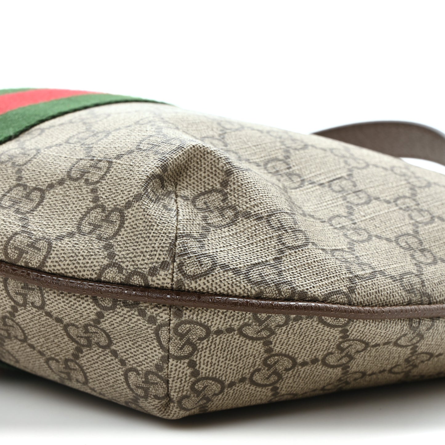GG Supreme Monogram Web Small Ophidia Half Moon Hobo Brown