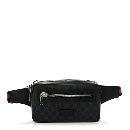 Gucci Soft GG Supreme Monogram Web Belt Bag Black Grey 1 of 10
