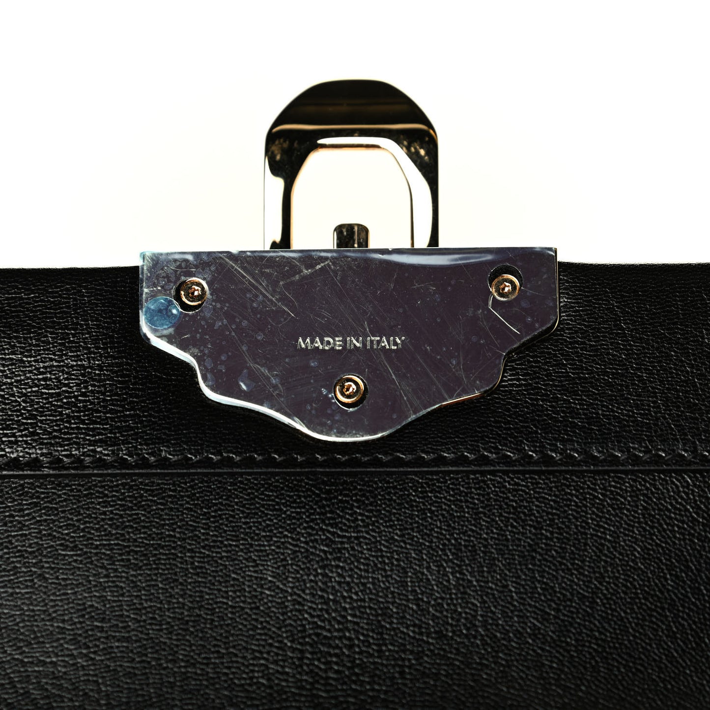Calfskin Embellished Lucia Top Handle Bag Black