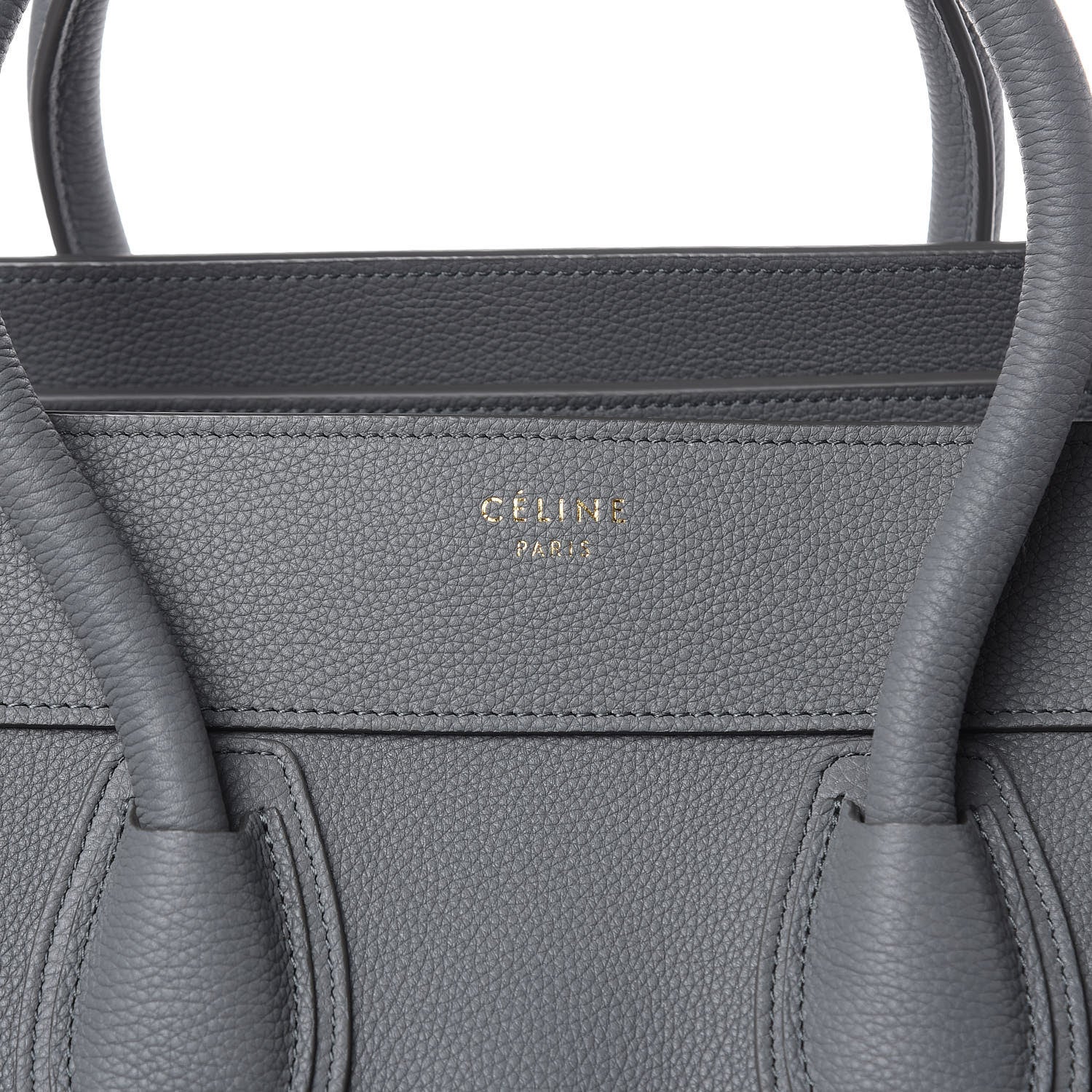 Celine Drummed Calfskin Mini Luggage Kohl 10 of 10