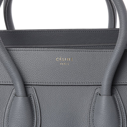 Celine Drummed Calfskin Mini Luggage Kohl 10 of 10